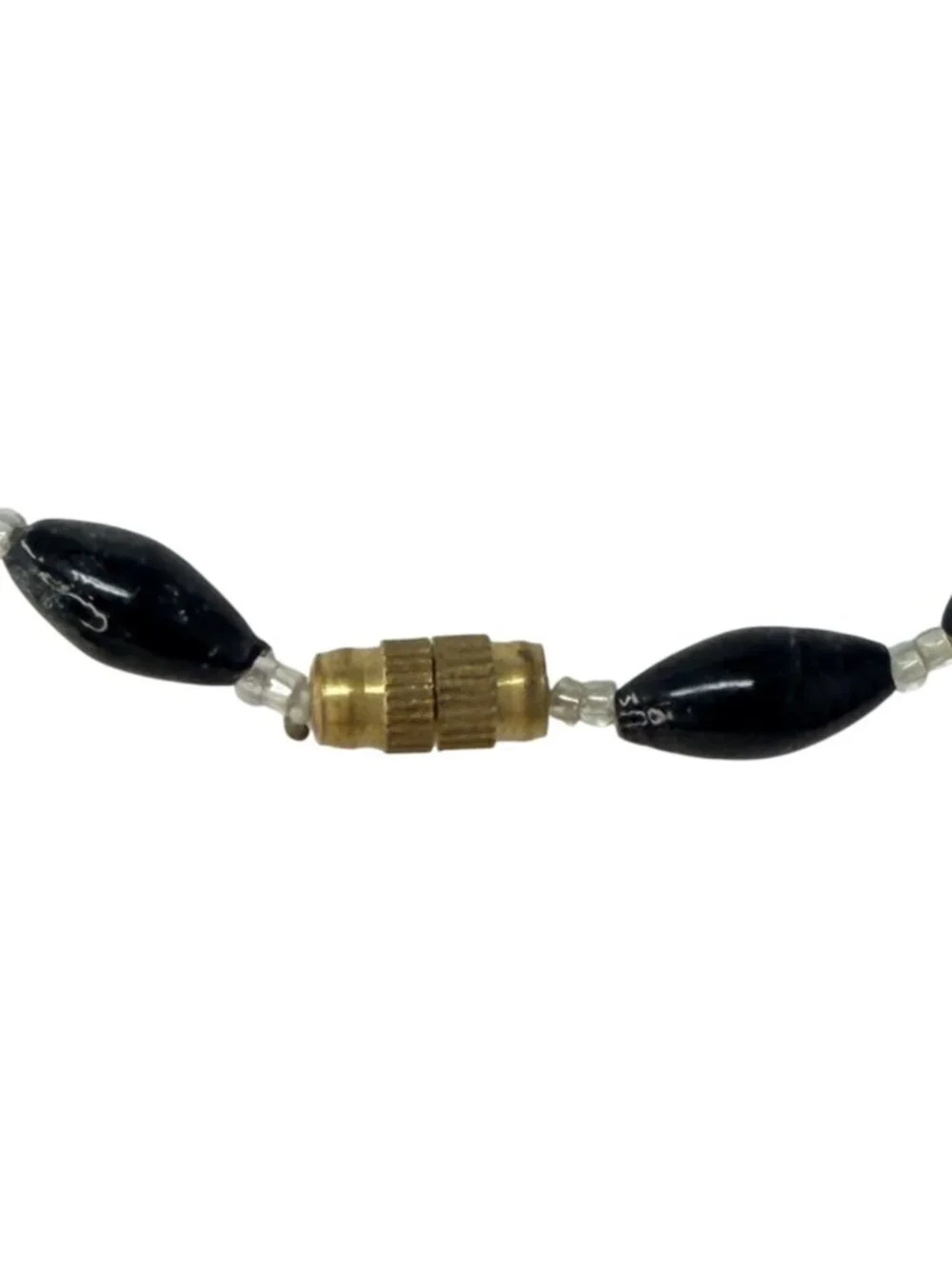 Vintage 1960s Black Glass Bead Necklace Made in‎ India New Old Stock Never Worn